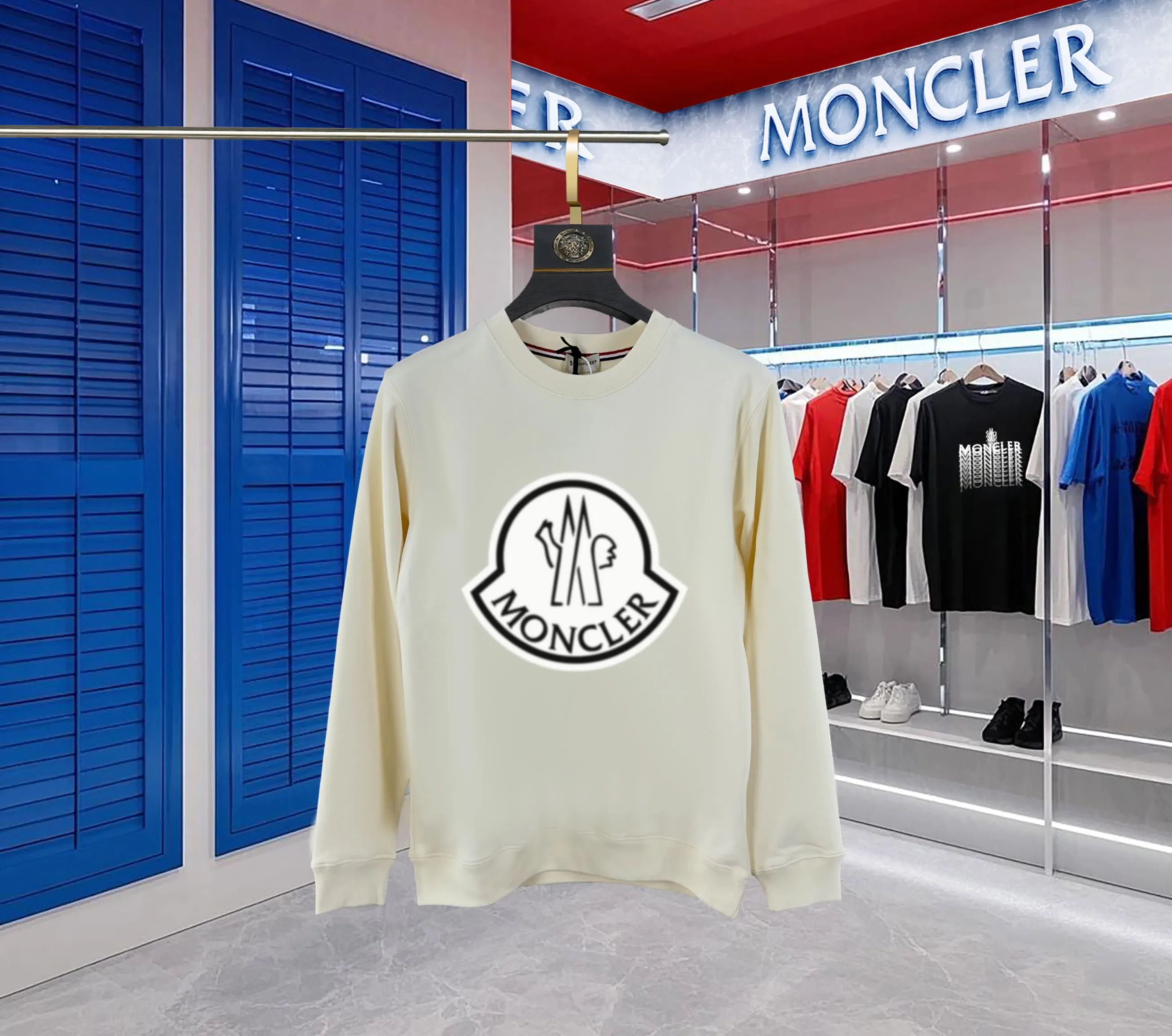 【 In Stock】 〖 𝐌𝐎𝐍𝐂𝐋𝐄𝐑~ 〗 440g ， 😎 ， ， Factory 2025 T ， ， Premium LOGO， Same Style ：Black White Size：S M L XL 2XL